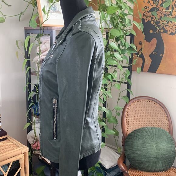 Goosecraft Biker 513 Hunter Green Leather Zip Up Moto Jacket - US Small - Picture 2 of 10